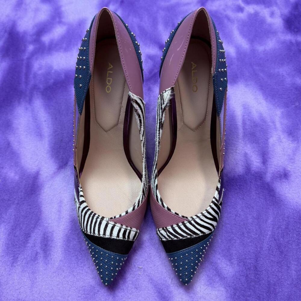 Aldo Multi-Coloured Patchwork Heels With Zebra Pr… - image 3